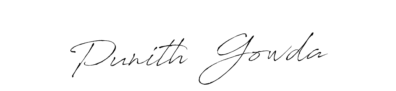 How to make Punith  Gowda name signature. Use Antro_Vectra style for creating short signs online. This is the latest handwritten sign. Punith  Gowda signature style 6 images and pictures png