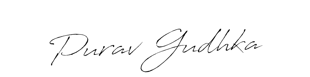 How to make Purav Gudhka name signature. Use Antro_Vectra style for creating short signs online. This is the latest handwritten sign. Purav Gudhka signature style 6 images and pictures png