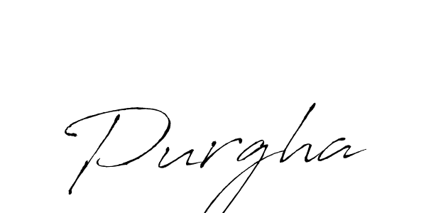 Make a beautiful signature design for name Purgha. With this signature (Antro_Vectra) style, you can create a handwritten signature for free. Purgha signature style 6 images and pictures png