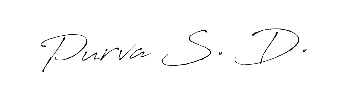 How to make Purva S. D. name signature. Use Antro_Vectra style for creating short signs online. This is the latest handwritten sign. Purva S. D. signature style 6 images and pictures png