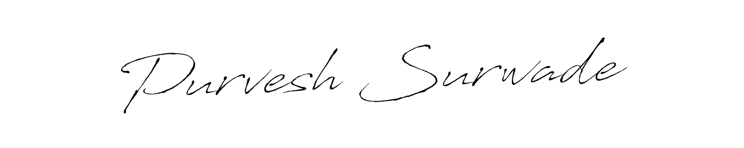 How to make Purvesh Surwade name signature. Use Antro_Vectra style for creating short signs online. This is the latest handwritten sign. Purvesh Surwade signature style 6 images and pictures png