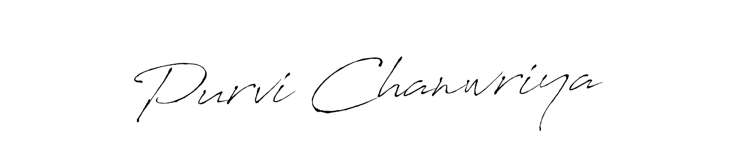 Create a beautiful signature design for name Purvi Chanwriya. With this signature (Antro_Vectra) fonts, you can make a handwritten signature for free. Purvi Chanwriya signature style 6 images and pictures png