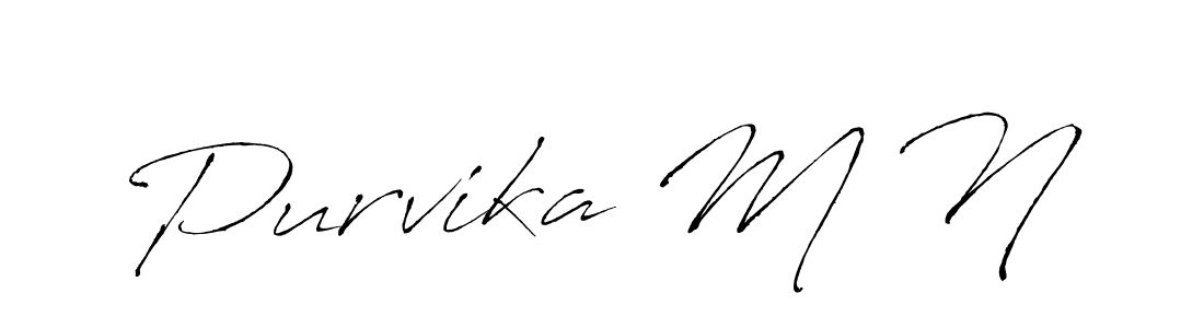 Purvika M N stylish signature style. Best Handwritten Sign (Antro_Vectra) for my name. Handwritten Signature Collection Ideas for my name Purvika M N. Purvika M N signature style 6 images and pictures png