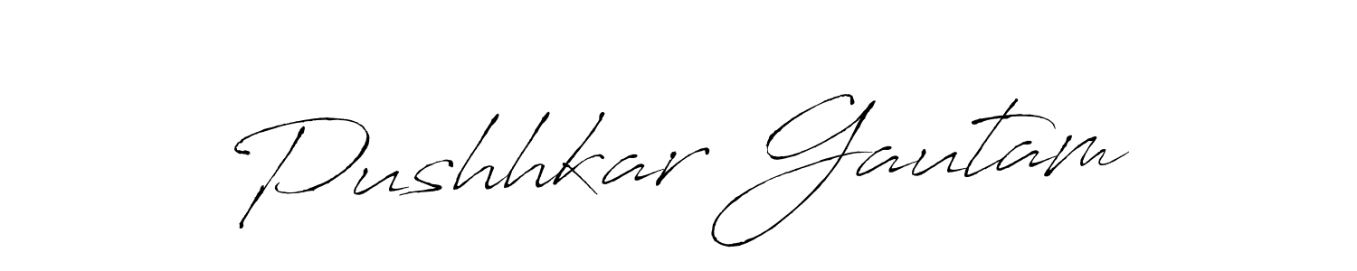 Create a beautiful signature design for name Pushhkar Gautam. With this signature (Antro_Vectra) fonts, you can make a handwritten signature for free. Pushhkar Gautam signature style 6 images and pictures png