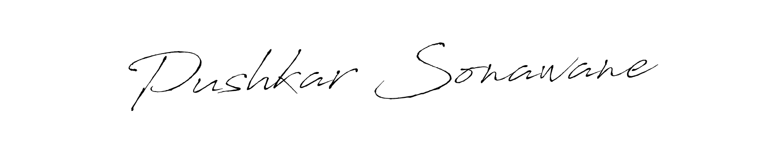 Pushkar Sonawane stylish signature style. Best Handwritten Sign (Antro_Vectra) for my name. Handwritten Signature Collection Ideas for my name Pushkar Sonawane. Pushkar Sonawane signature style 6 images and pictures png