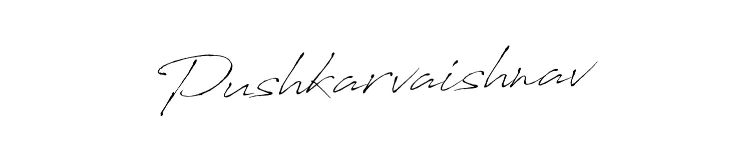 How to make Pushkarvaishnav name signature. Use Antro_Vectra style for creating short signs online. This is the latest handwritten sign. Pushkarvaishnav signature style 6 images and pictures png