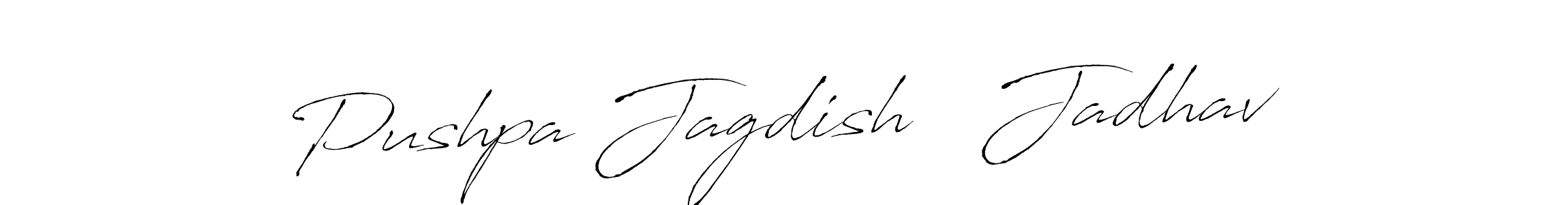 You can use this online signature creator to create a handwritten signature for the name Pushpa Jagdish   Jadhav. This is the best online autograph maker. Pushpa Jagdish   Jadhav signature style 6 images and pictures png