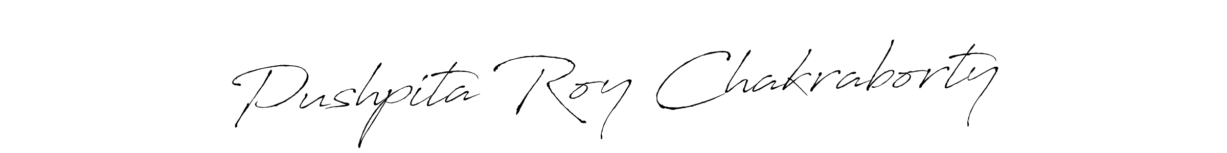 How to make Pushpita Roy Chakraborty name signature. Use Antro_Vectra style for creating short signs online. This is the latest handwritten sign. Pushpita Roy Chakraborty signature style 6 images and pictures png