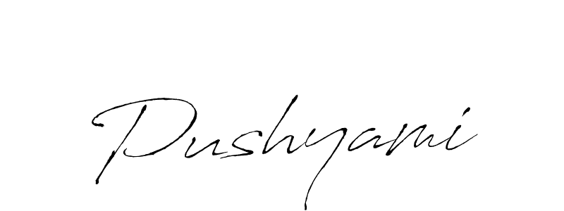 How to make Pushyami signature? Antro_Vectra is a professional autograph style. Create handwritten signature for Pushyami name. Pushyami signature style 6 images and pictures png