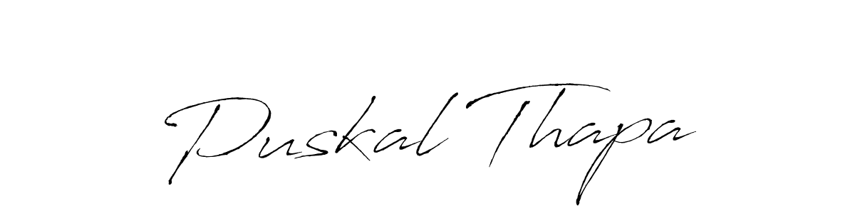 Make a beautiful signature design for name Puskal Thapa. With this signature (Antro_Vectra) style, you can create a handwritten signature for free. Puskal Thapa signature style 6 images and pictures png