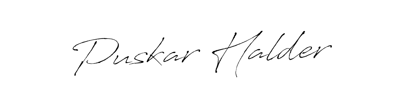 Design your own signature with our free online signature maker. With this signature software, you can create a handwritten (Antro_Vectra) signature for name Puskar Halder. Puskar Halder signature style 6 images and pictures png