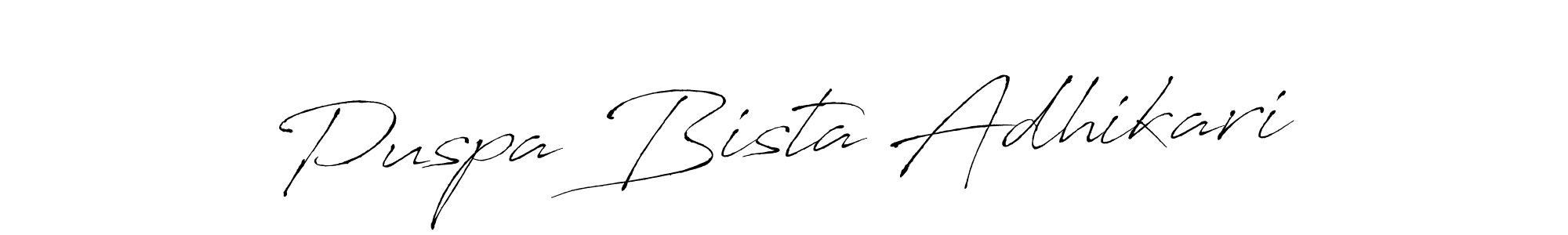 Create a beautiful signature design for name Puspa Bista Adhikari. With this signature (Antro_Vectra) fonts, you can make a handwritten signature for free. Puspa Bista Adhikari signature style 6 images and pictures png