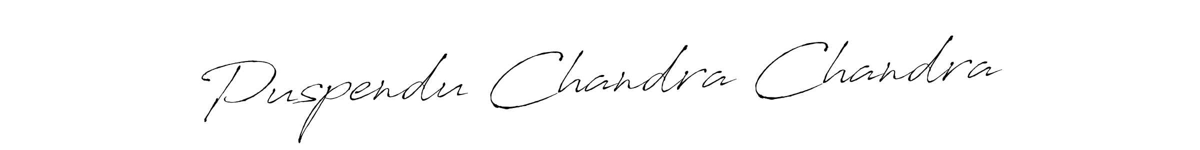 How to make Puspendu Chandra Chandra name signature. Use Antro_Vectra style for creating short signs online. This is the latest handwritten sign. Puspendu Chandra Chandra signature style 6 images and pictures png
