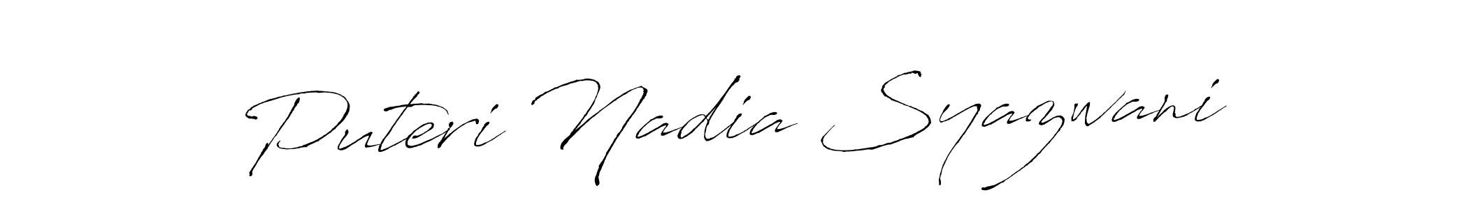Create a beautiful signature design for name Puteri Nadia Syazwani. With this signature (Antro_Vectra) fonts, you can make a handwritten signature for free. Puteri Nadia Syazwani signature style 6 images and pictures png