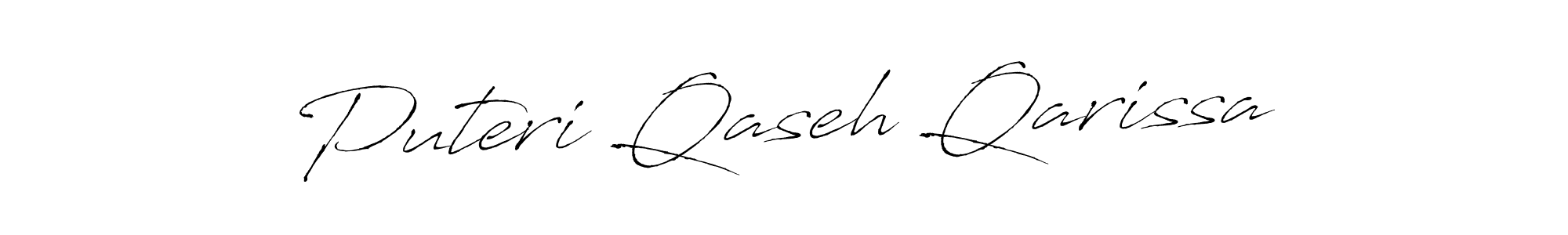 Create a beautiful signature design for name Puteri Qaseh Qarissa. With this signature (Antro_Vectra) fonts, you can make a handwritten signature for free. Puteri Qaseh Qarissa signature style 6 images and pictures png