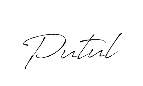 Make a beautiful signature design for name Putul. With this signature (Antro_Vectra) style, you can create a handwritten signature for free. Putul signature style 6 images and pictures png