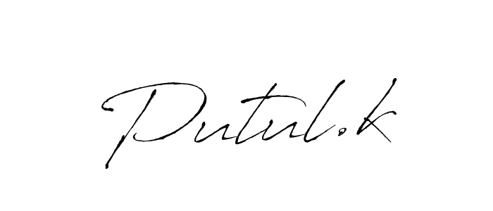 Use a signature maker to create a handwritten signature online. With this signature software, you can design (Antro_Vectra) your own signature for name Putul.k. Putul.k signature style 6 images and pictures png