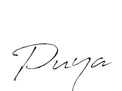 Design your own signature with our free online signature maker. With this signature software, you can create a handwritten (Antro_Vectra) signature for name Puya. Puya signature style 6 images and pictures png