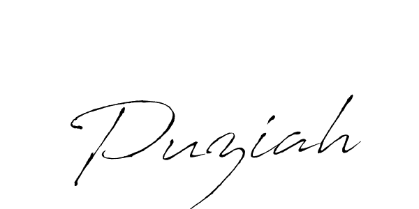 Use a signature maker to create a handwritten signature online. With this signature software, you can design (Antro_Vectra) your own signature for name Puziah. Puziah signature style 6 images and pictures png