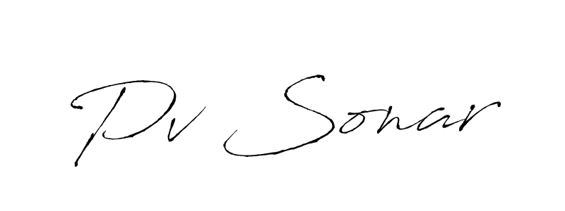 Make a beautiful signature design for name Pv Sonar. With this signature (Antro_Vectra) style, you can create a handwritten signature for free. Pv Sonar signature style 6 images and pictures png