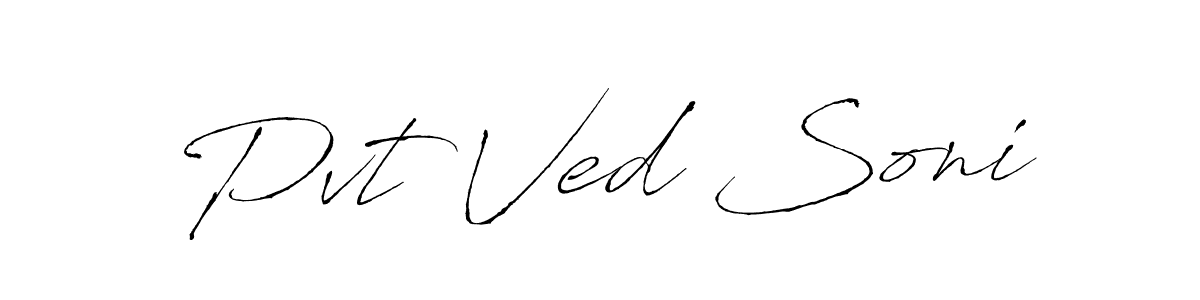 How to make Pvt Ved Soni name signature. Use Antro_Vectra style for creating short signs online. This is the latest handwritten sign. Pvt Ved Soni signature style 6 images and pictures png