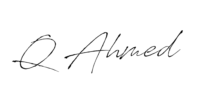 How to make Q Ahmed signature? Antro_Vectra is a professional autograph style. Create handwritten signature for Q Ahmed name. Q Ahmed signature style 6 images and pictures png