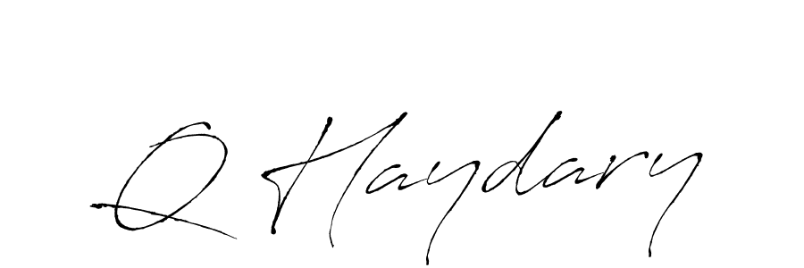 Similarly Antro_Vectra is the best handwritten signature design. Signature creator online .You can use it as an online autograph creator for name Q Haydary. Q Haydary signature style 6 images and pictures png