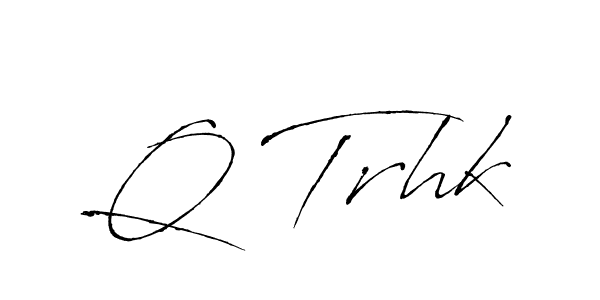 The best way (Antro_Vectra) to make a short signature is to pick only two or three words in your name. The name Q Trhk include a total of six letters. For converting this name. Q Trhk signature style 6 images and pictures png
