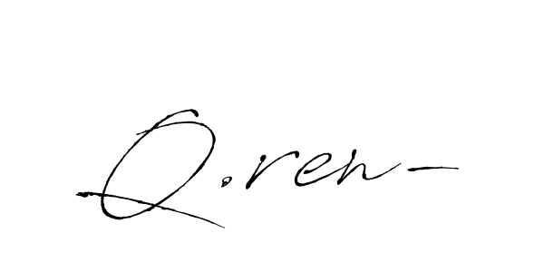 The best way (Antro_Vectra) to make a short signature is to pick only two or three words in your name. The name Q.ren- include a total of six letters. For converting this name. Q.ren- signature style 6 images and pictures png