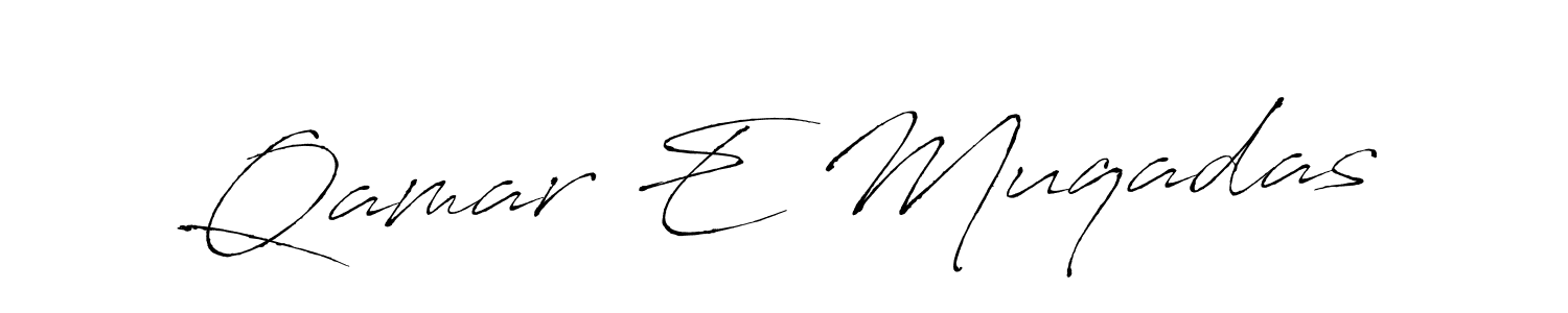 The best way (Antro_Vectra) to make a short signature is to pick only two or three words in your name. The name Qamar E Muqadas include a total of six letters. For converting this name. Qamar E Muqadas signature style 6 images and pictures png