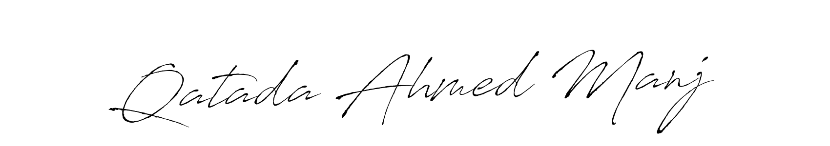 How to make Qatada Ahmed Manj name signature. Use Antro_Vectra style for creating short signs online. This is the latest handwritten sign. Qatada Ahmed Manj signature style 6 images and pictures png