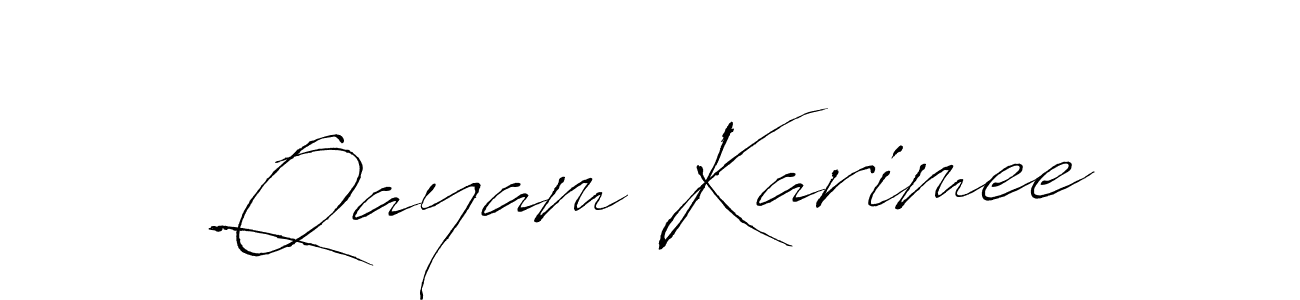 Qayam Karimee stylish signature style. Best Handwritten Sign (Antro_Vectra) for my name. Handwritten Signature Collection Ideas for my name Qayam Karimee. Qayam Karimee signature style 6 images and pictures png