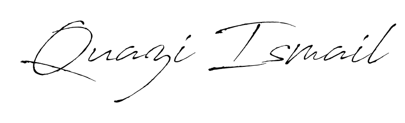 The Antro_Vectra lettering style adds unique flourish to name Quazi Ismail. Stand out with a custom digital autograph made in seconds. Quazi Ismail signature style 6 images and pictures png