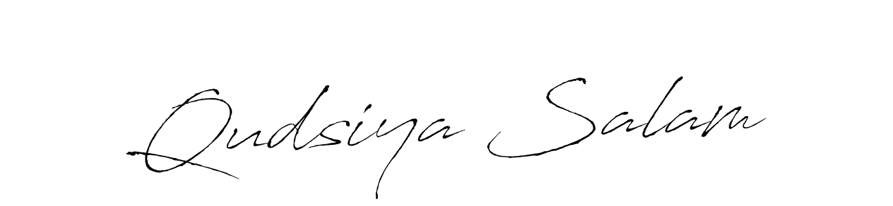 Create a beautiful signature design for name Qudsiya Salam. With this signature (Antro_Vectra) fonts, you can make a handwritten signature for free. Qudsiya Salam signature style 6 images and pictures png