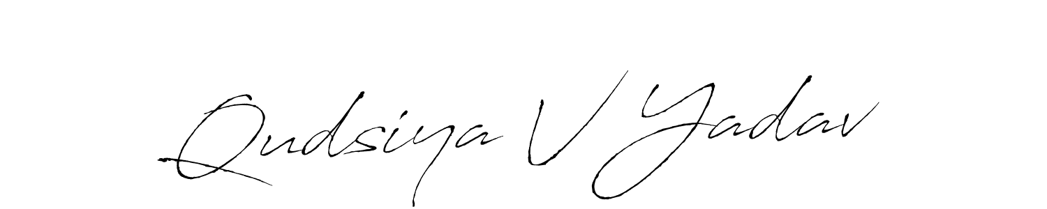 Antro_Vectra is a professional signature style that is perfect for those who want to add a touch of class to their signature. It is also a great choice for those who want to make their signature more unique. Get Qudsiya V Yadav name to fancy signature for free. Qudsiya V Yadav signature style 6 images and pictures png
