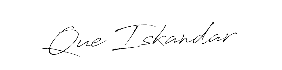 Use a signature maker to create a handwritten signature online. With this signature software, you can design (Antro_Vectra) your own signature for name Que Iskandar. Que Iskandar signature style 6 images and pictures png