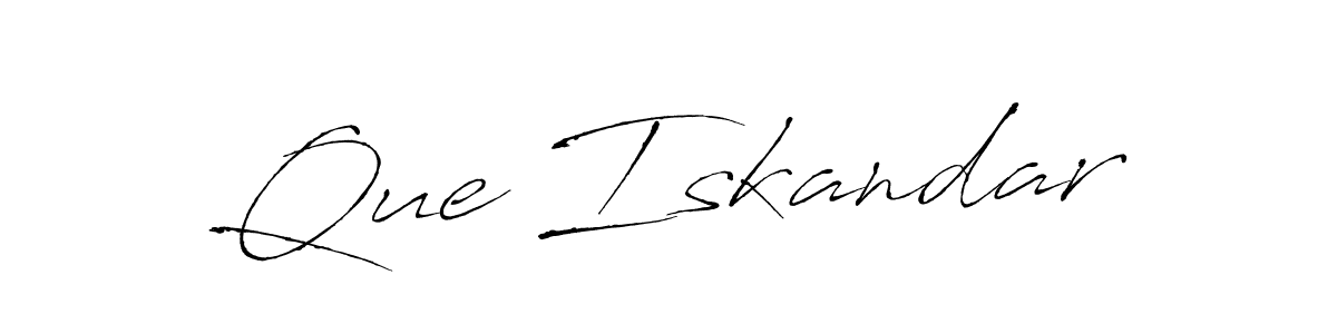 Use a signature maker to create a handwritten signature online. With this signature software, you can design (Antro_Vectra) your own signature for name Que Iskandar. Que Iskandar signature style 6 images and pictures png