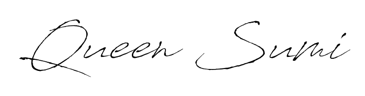 Discover how Queen Sumi looks in an executive cursive font (Antro_Vectra). Perfect for legal documents, invoices, and certificates. Queen Sumi signature style 6 images and pictures png