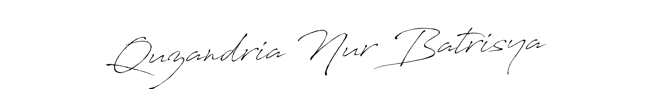 Create a beautiful signature design for name Quzandria Nur Batrisya. With this signature (Antro_Vectra) fonts, you can make a handwritten signature for free. Quzandria Nur Batrisya signature style 6 images and pictures png
