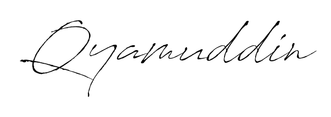 A classic penmanship look for Qyamuddin. The Antro_Vectra font brings timeless elegance and confidence to every signed document. Qyamuddin signature style 6 images and pictures png