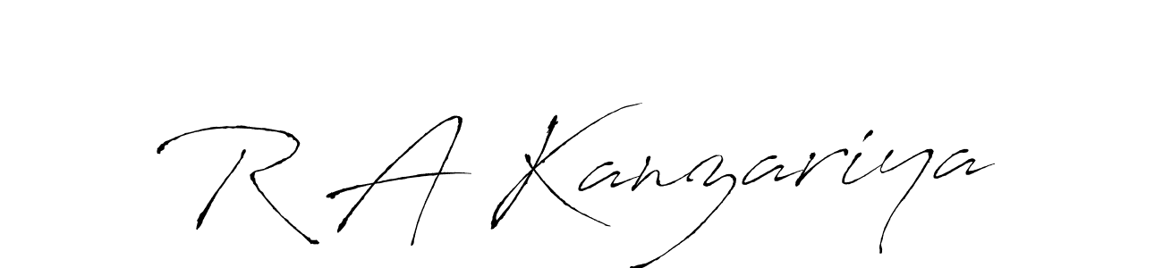 Design your own signature with our free online signature maker. With this signature software, you can create a handwritten (Antro_Vectra) signature for name R A Kanzariya. R A Kanzariya signature style 6 images and pictures png