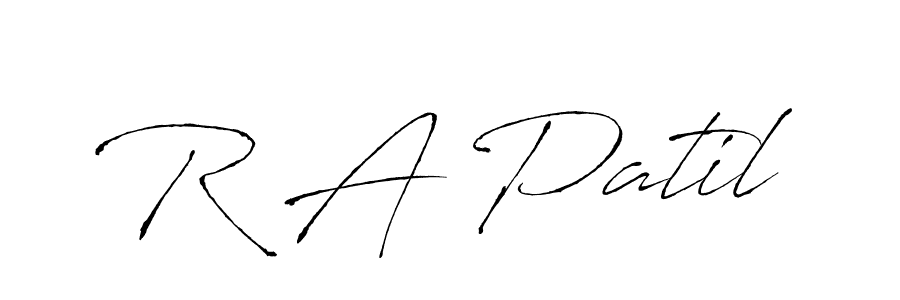 How to make R A Patil name signature. Use Antro_Vectra style for creating short signs online. This is the latest handwritten sign. R A Patil signature style 6 images and pictures png