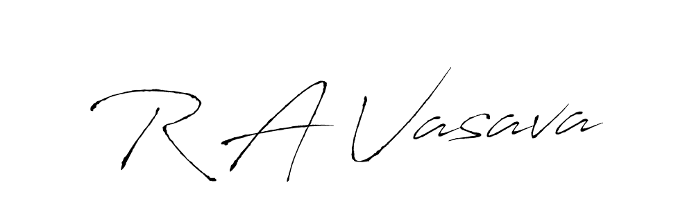 How to make R A Vasava name signature. Use Antro_Vectra style for creating short signs online. This is the latest handwritten sign. R A Vasava signature style 6 images and pictures png