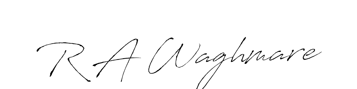 How to make R A Waghmare name signature. Use Antro_Vectra style for creating short signs online. This is the latest handwritten sign. R A Waghmare signature style 6 images and pictures png