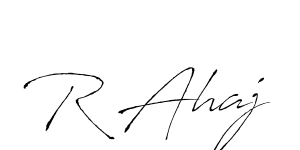 How to make R Ahaj name signature. Use Antro_Vectra style for creating short signs online. This is the latest handwritten sign. R Ahaj signature style 6 images and pictures png