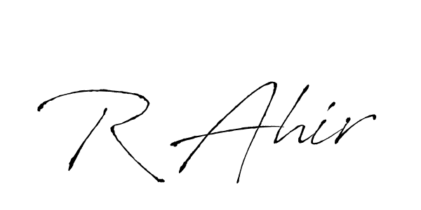 How to make R Ahir name signature. Use Antro_Vectra style for creating short signs online. This is the latest handwritten sign. R Ahir signature style 6 images and pictures png