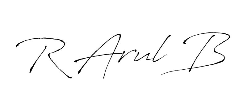 The best way (Antro_Vectra) to make a short signature is to pick only two or three words in your name. The name R Arul B include a total of six letters. For converting this name. R Arul B signature style 6 images and pictures png