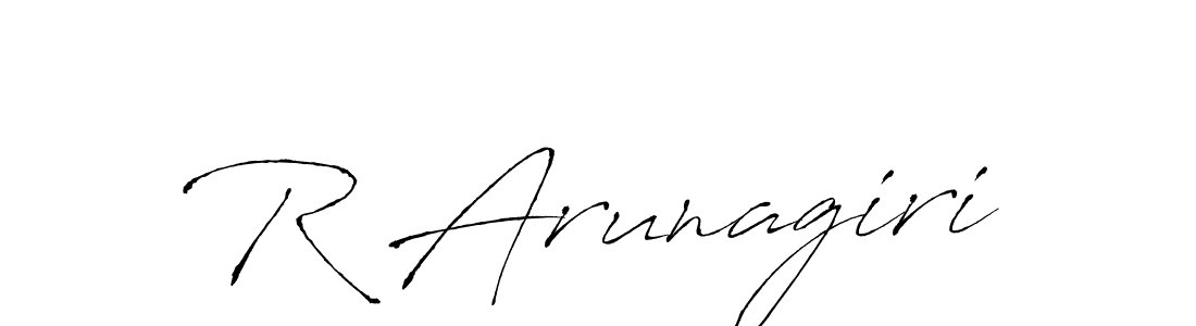 How to make R Arunagiri name signature. Use Antro_Vectra style for creating short signs online. This is the latest handwritten sign. R Arunagiri signature style 6 images and pictures png