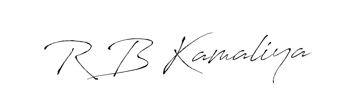 if you are searching for the best signature style for your name R B Kamaliya. so please give up your signature search. here we have designed multiple signature styles  using Antro_Vectra. R B Kamaliya signature style 6 images and pictures png