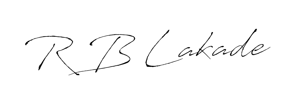 How to make R B Lakade name signature. Use Antro_Vectra style for creating short signs online. This is the latest handwritten sign. R B Lakade signature style 6 images and pictures png